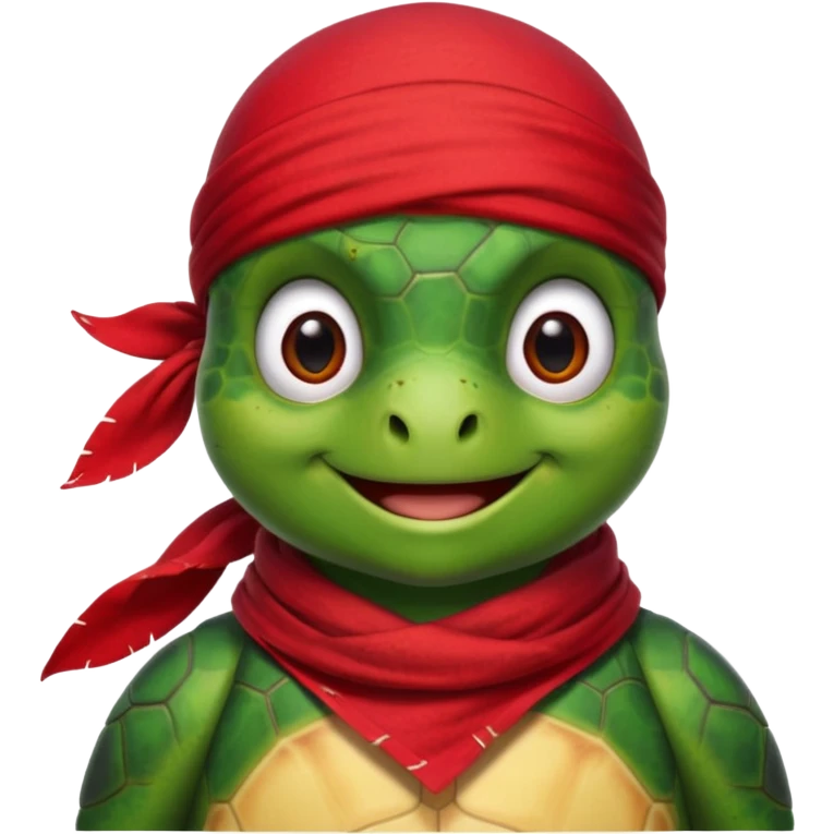 sea turtle wearing a red pirate scarf, portrait emoji