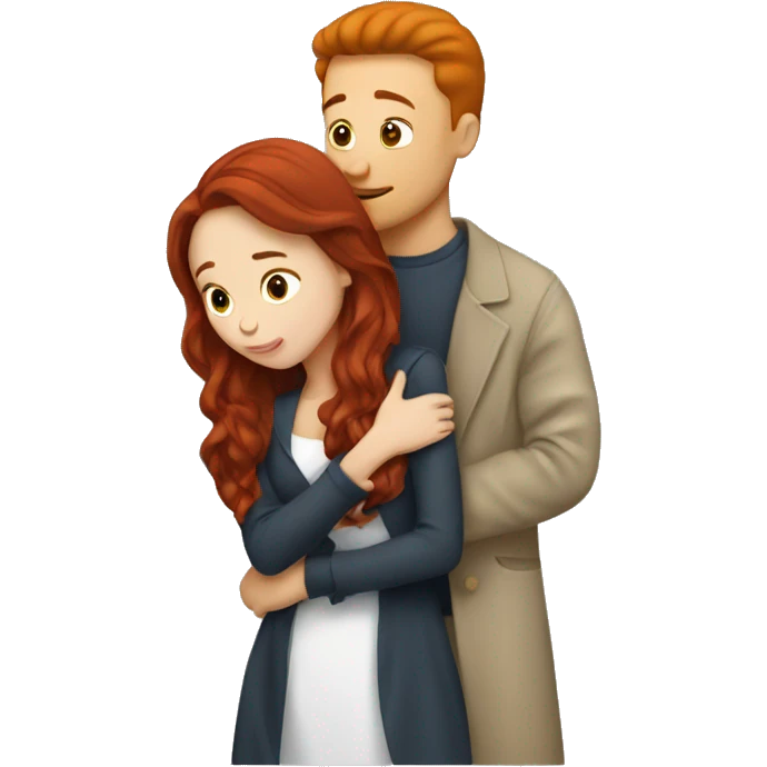 Brunette woman kissing redhead man emoji