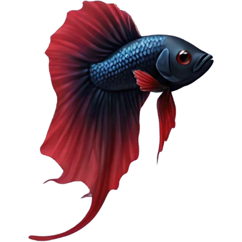 Fully Black betta fish short fins tiny red lines  emoji