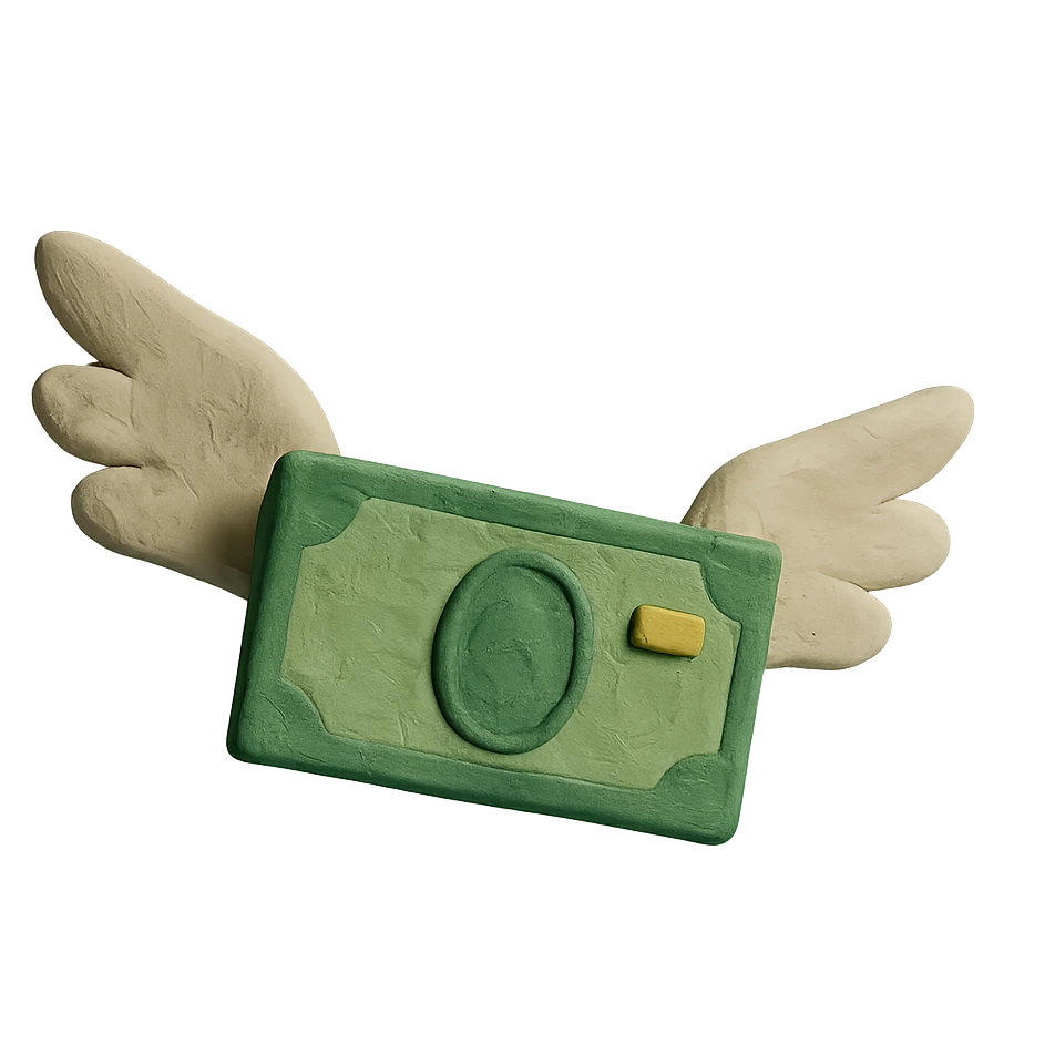 billete con alas emoji