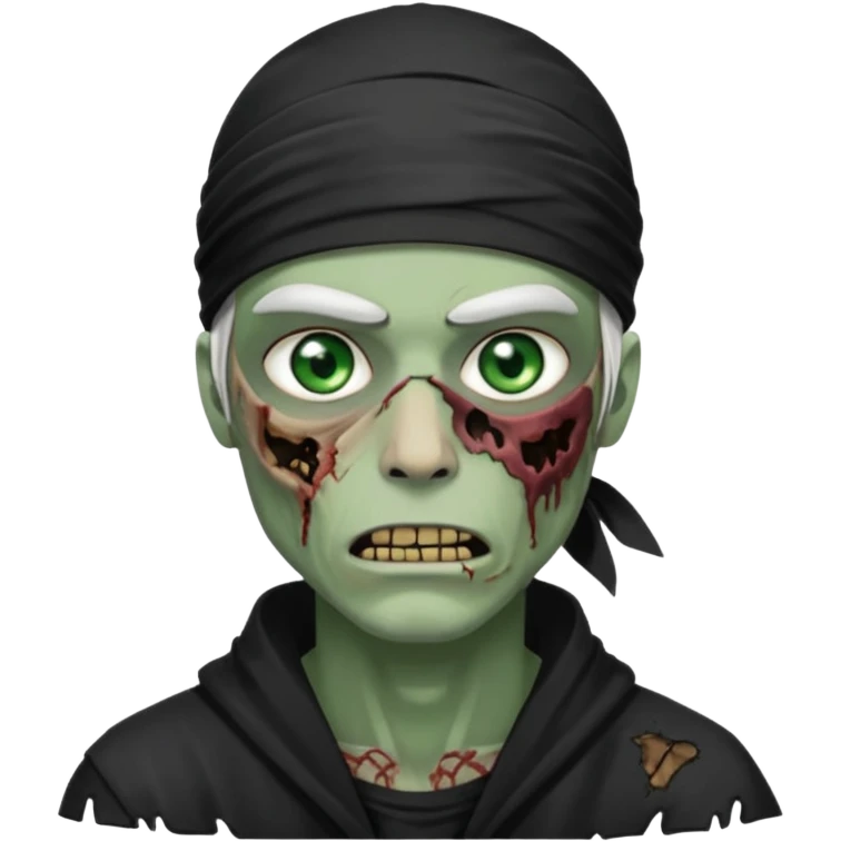 Withe durag, men zombie and green eye color, with dark zombie clothes emoji