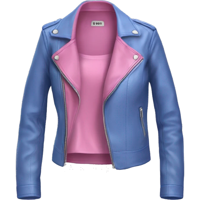 Realistic isolated periwinkle leather jacket with pink silk tank top underneath.  emoji