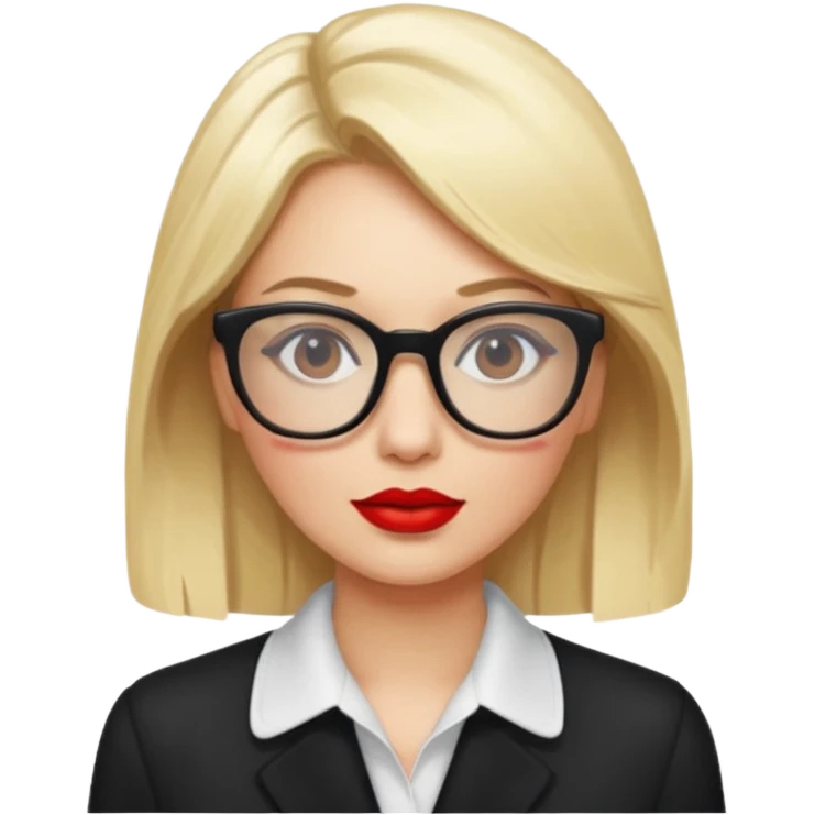 blonde with red lipstick and glasses emoji
