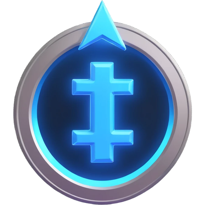 a single enchanted coin emitting blue magical energy, 3D style emoji