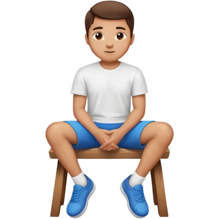a person sitting on a stool with straight back turn in straight body putting their hands on legs. emoji