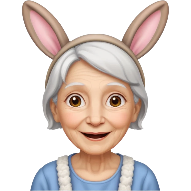 old woman with bunny ears emoji