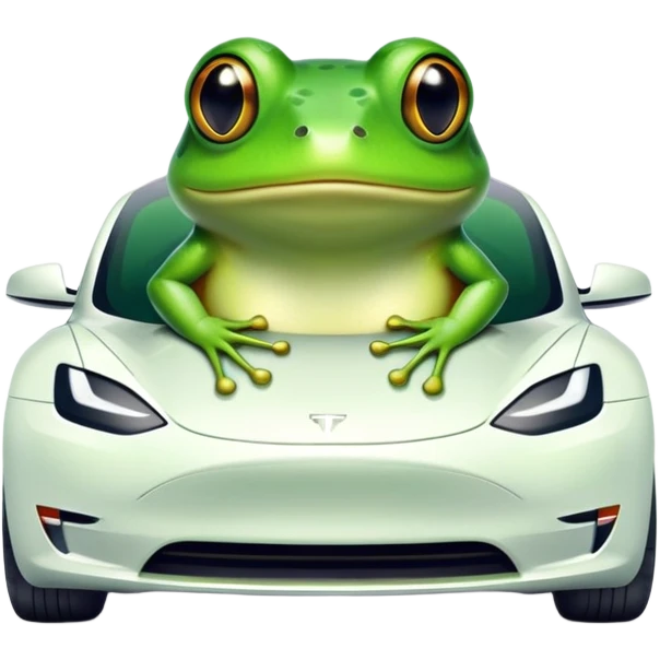 Frog in a white Tesla  emoji