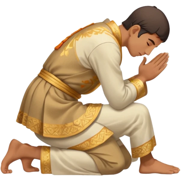 side view of a man kneeling and bowing deeply, gesture of apology emoji