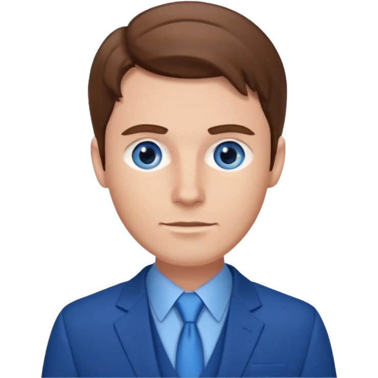 Blue suit white guy with brown hair and blue eyes emoji
