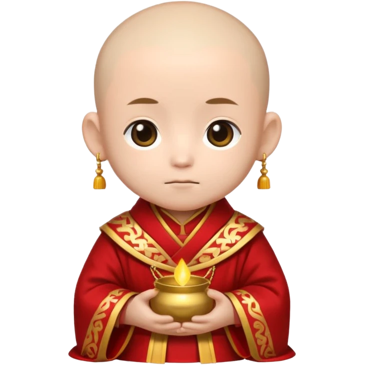 A small chibi-style monk character with red ceremonial robe with layered fabric and decorative gold-like patterns

 emoji