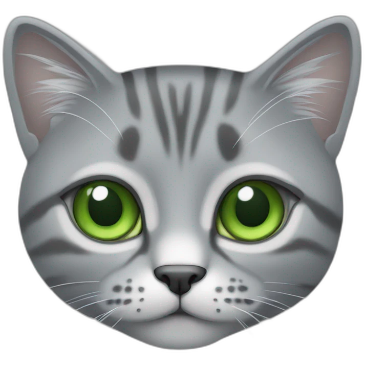 Chat gris aux yeux vert emoji
