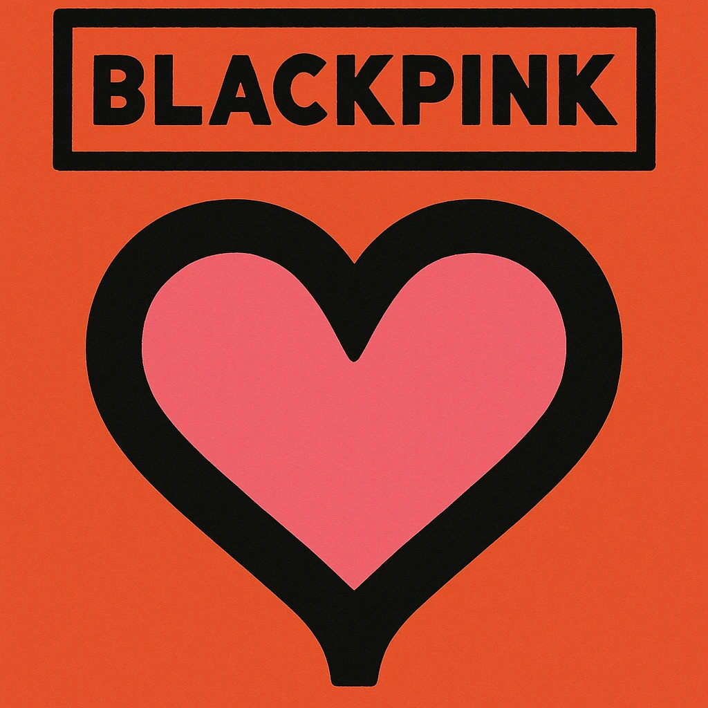 BLACKPINK-inspired object, black and pink colors, modern and neutral illustration emoji