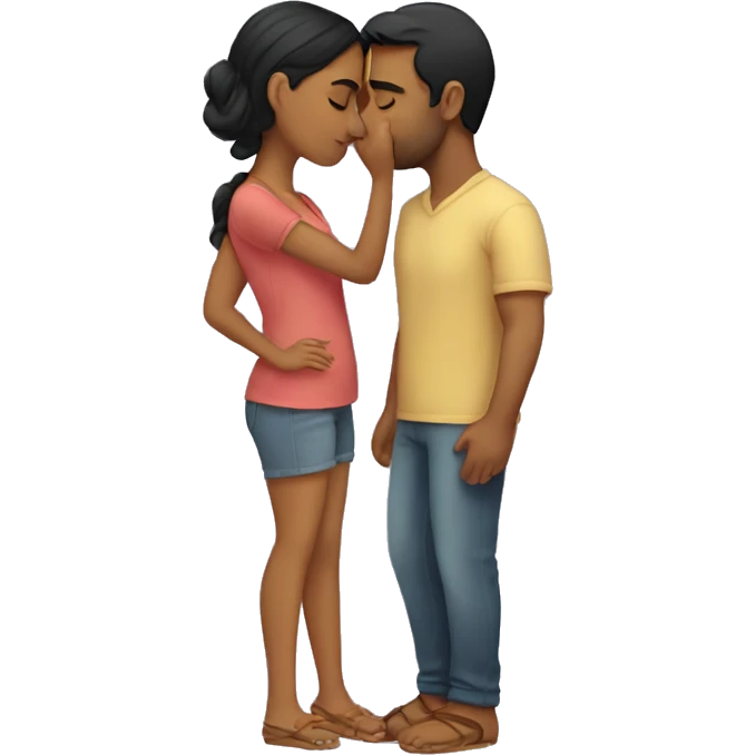 short Indian girlfriend kissing her caucasian husband emoji