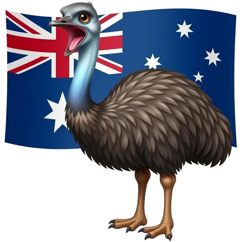 Screaming emu with australia flag in background emoji