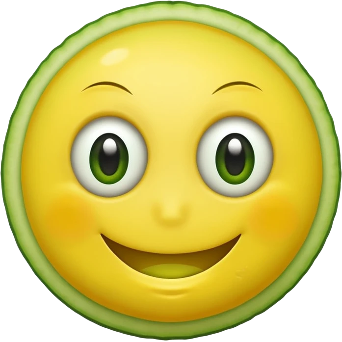 smiley face with cucumber eyes emoji