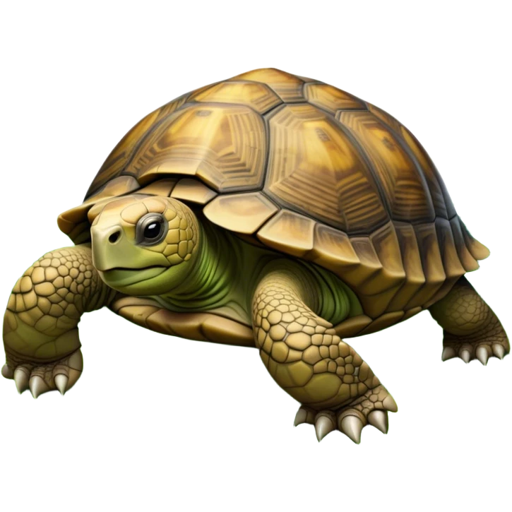 Giant tortoise walking slowly through lush green grass, surrounded by trees and tropical plants. Its large, textured shell gleams in the sunlight, and the peaceful, natural environment adds a sense of tranquility. Transparent background, emphasizing the tortoise’s majestic size. emoji