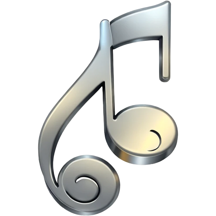 music note with a chromic metal texture, no gold emoji