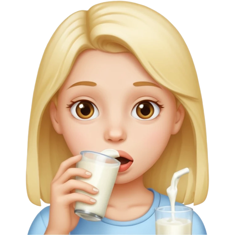 Girl with milk inside her mouth emoji