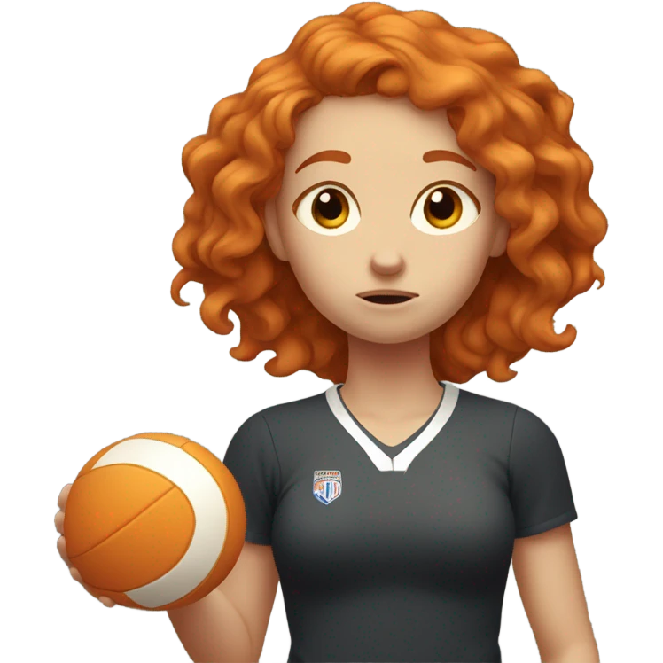 sad ginger girl playing volleyball emoji