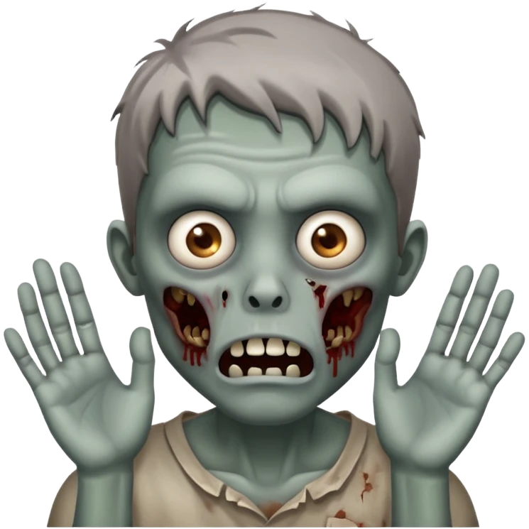 suprised zombie, hands on cheeks emoji