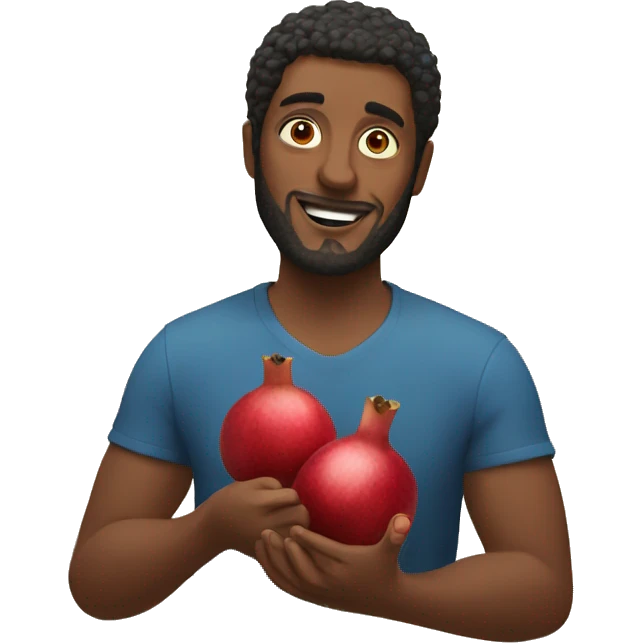 Man holding 2 pomegranates  emoji