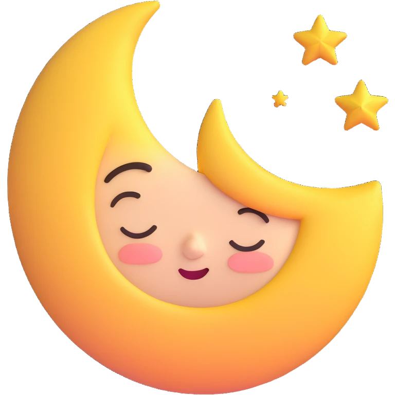 sleepy moon with a tiny star on cheek 3D emoji style emoji