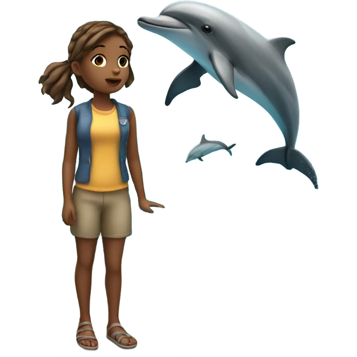 girl watch dolphins from yacht emoji