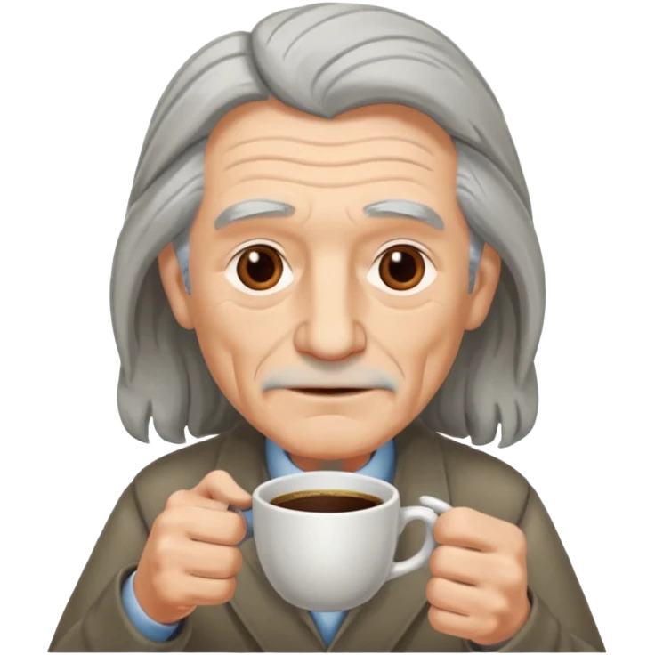 elderly with coffee men long hair emoji