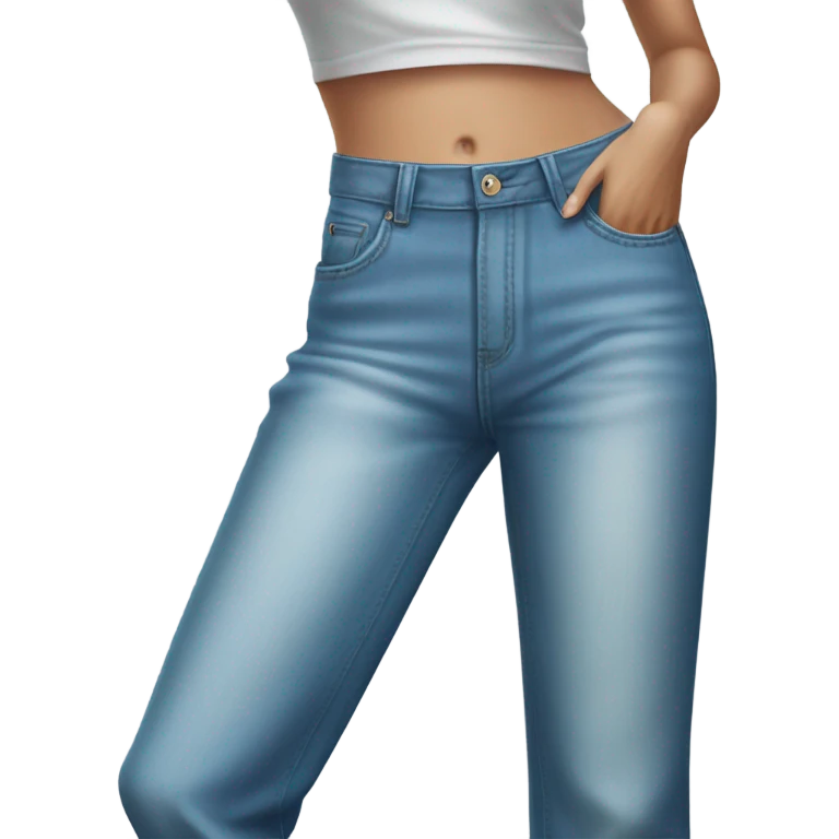 Realistic Wide Long leg high waisted light blue jeans, isolated emoji