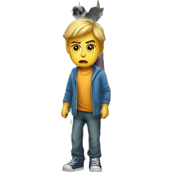 the child is angry and there is a closet with clothes next to him emoji