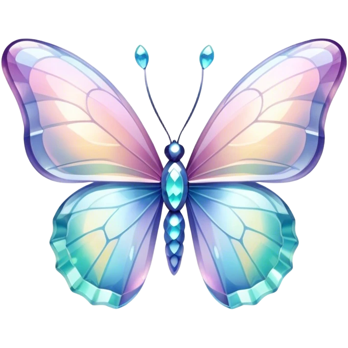 Sparkly glossy Pastel iridescent glass crystal butterfly emoji