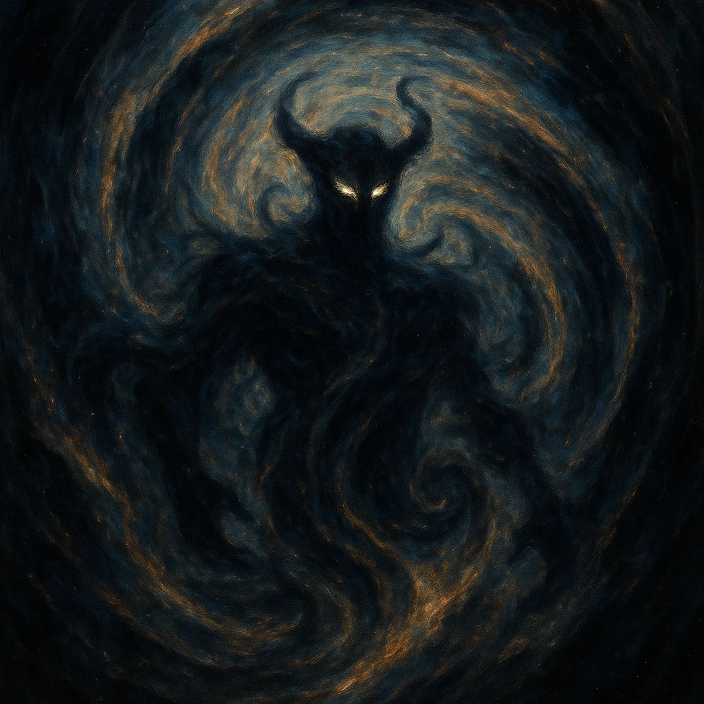 Magnum Chaos, primordial Greek god, swirling cosmic void, abstract, mysterious, powerful, divine energy, mythological essence emoji