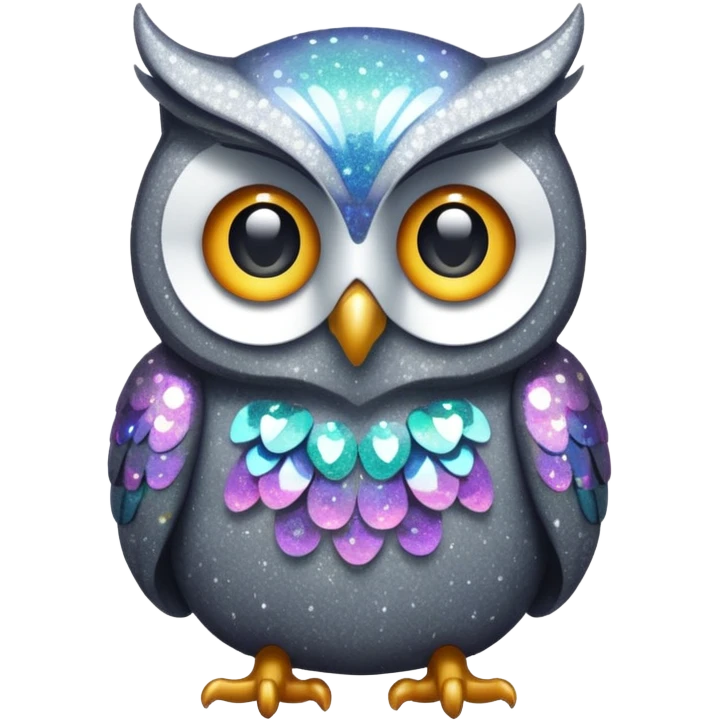 owl glitter gray emoji