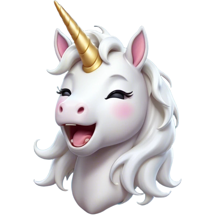 Cinematic Cute Yawning White Unicorn Portrait Emoji, Head tilted slightly with a dramatic, wide-open yawn, showcasing a softly elegant form with a gently cascading mane, a subtly glowing horn and sleepy, half-closed eyes, Simplified yet irresistibly adorable features, highly detailed, glowing with a soft, cozy magical glow, high shine, relaxed yet expressive, stylized with a dash of whimsical enchantment, soft glowing outline, capturing the essence of a drowsy yet affectionate white unicorn that appears ready to stretch and yawn its way out of the screen! emoji
