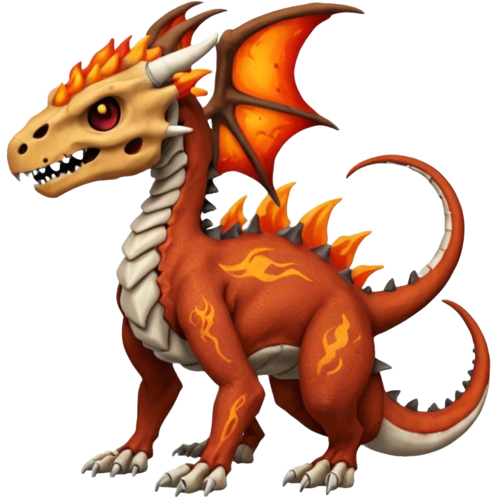 Skeletal Fiery Volcanic Cubone-Salandit-Marowak-Duskull-dragon emoji
