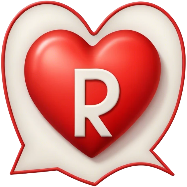 A big red heart with the letter R in in emoji