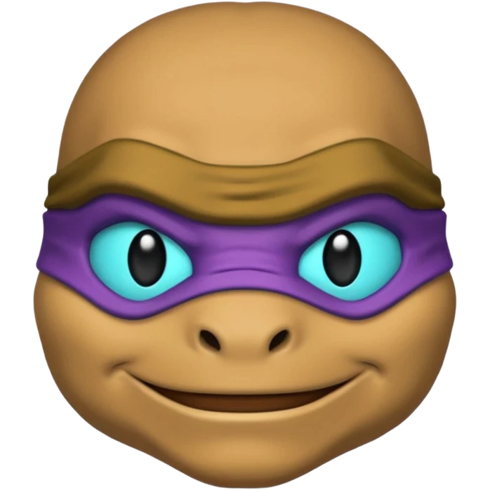 Donatello from Teenage Mutant Ninja Turtles, emoji style, head only, with a cyan hacking interface on the screen emoji