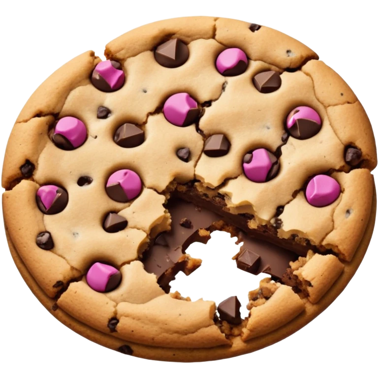 Make a broken chocolate chip cookie with no face.🍪 emoji