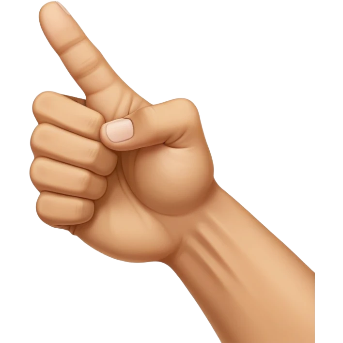 A close-up of a human hand forming a fist, but with the thumb sticking out between the index and middle fingers. The hand is shown from the front, clearly displaying the unusual gesture. The background is softly lit, and the focus is on the hand gesture. emoji