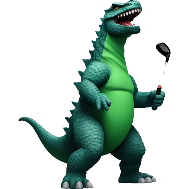 Godzilla swinging golf club emoji