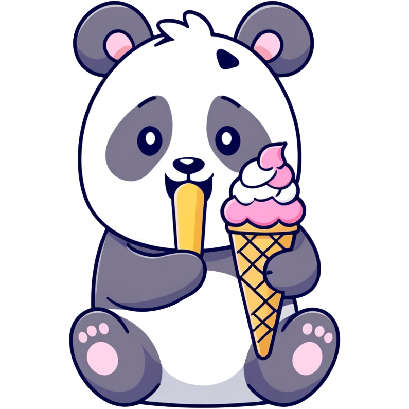 Panda eating ice cream emoji