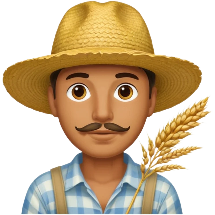 Campechano con una ramita de trigo en la boca emoji