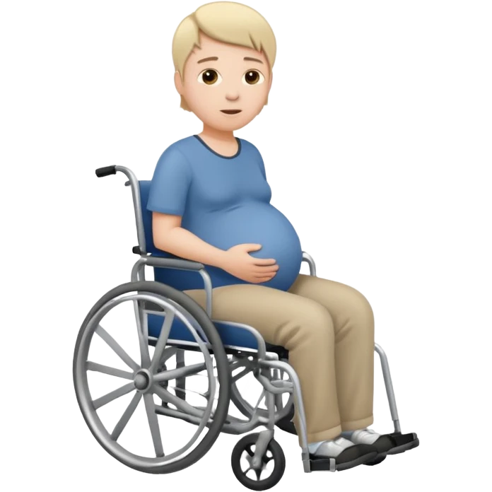 Wheel chair pregnant man without other persons facing left emoji