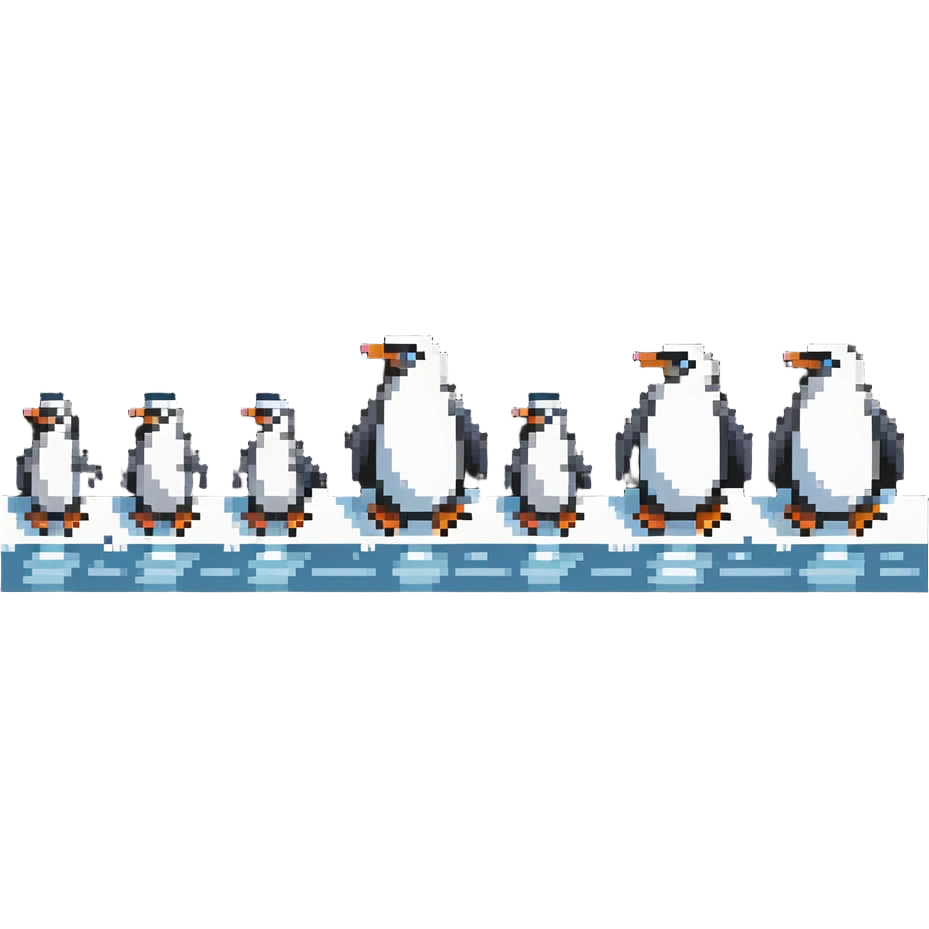 group of penguins with polar bear watching from side emoji