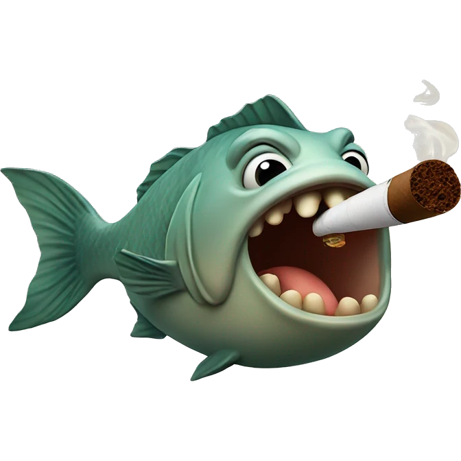 Big fat fish smoking a cigar emoji