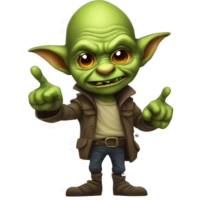 Cool goblin giving you the finger emoji