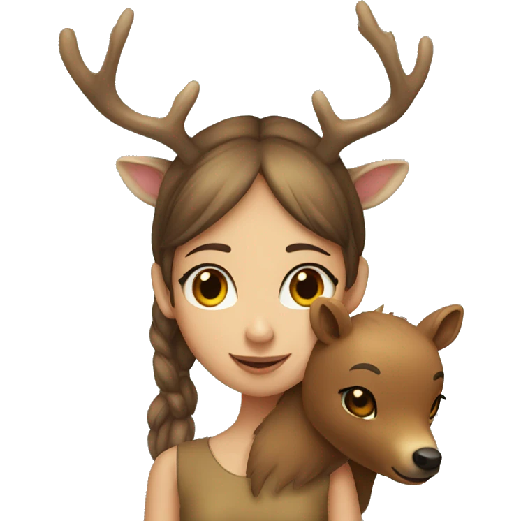 deer girl and bear kissing  emoji