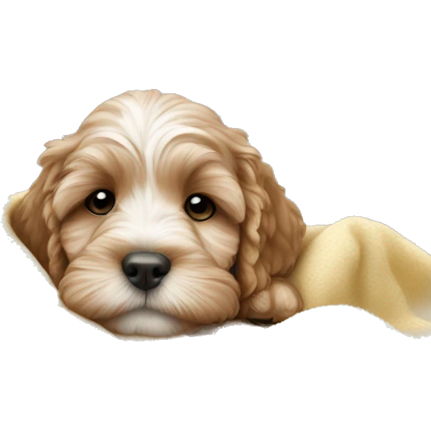 cockapoo puppy sleep in blanket emoji