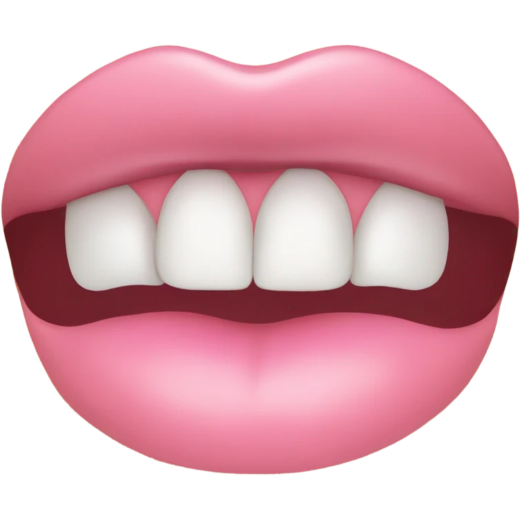 pink lips with teeth on bottom lip emoji