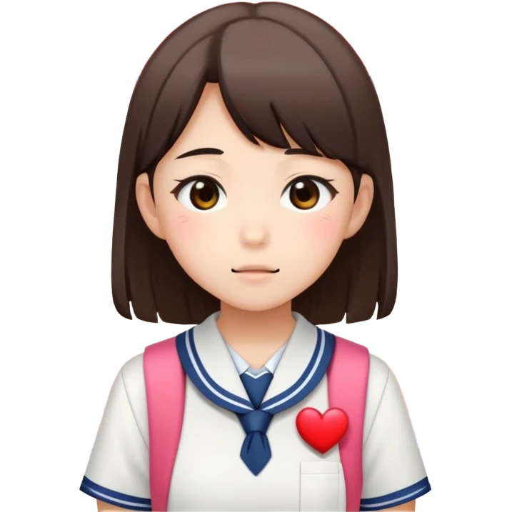 Japanese high school girl receiving love confession with blushing face behind school building emoji